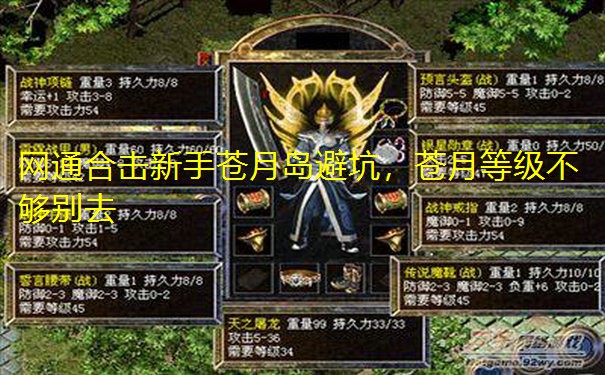 网通合击新手苍月岛避坑，苍月等级不够别去